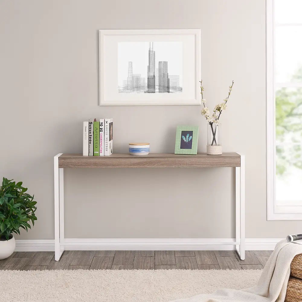 CM9914 Holly & Martin Macen Mocha Gray & White Console Table-1