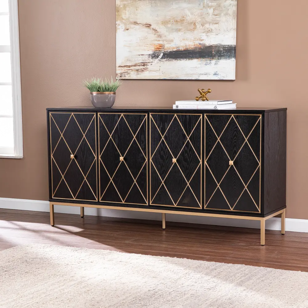 DN1111930 Marradi Black & Gold Sideboard Cabinet-2