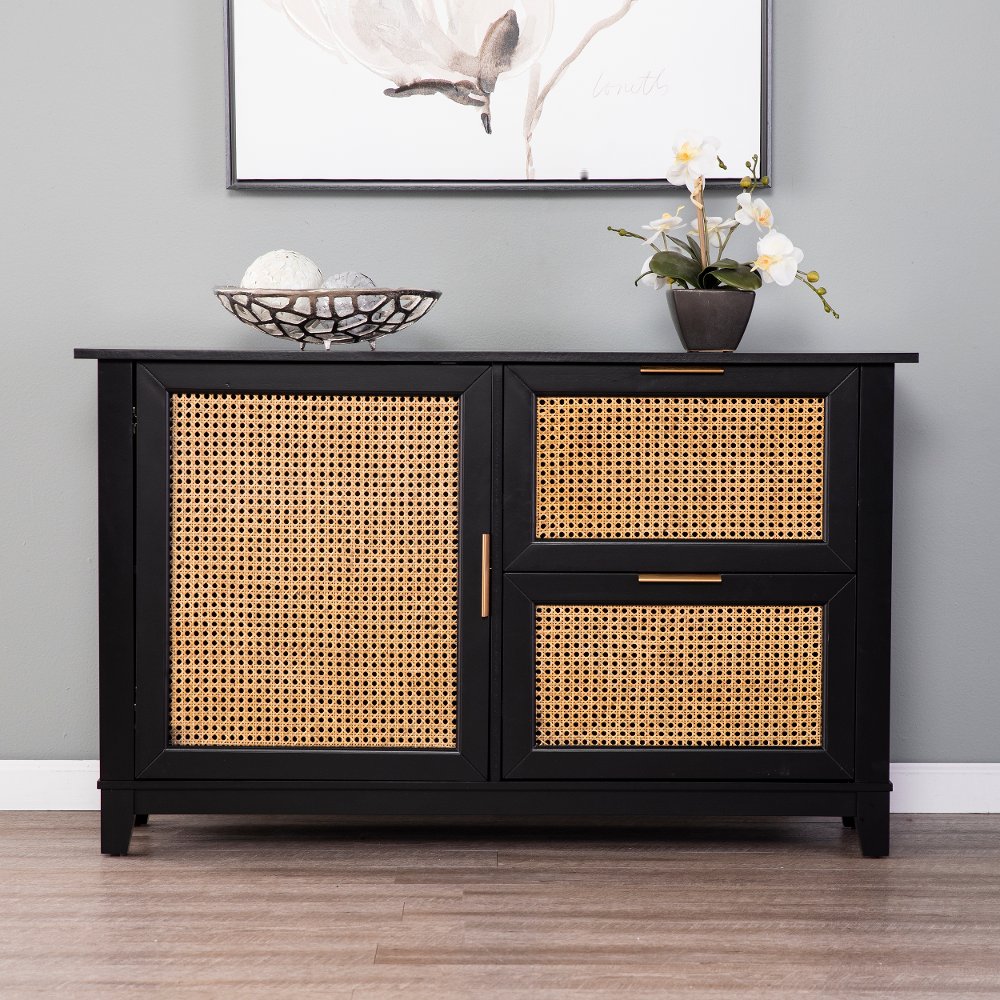 113257414 Holly & Martin Chekshire Black & Rattan Storage Ca sku 113257414