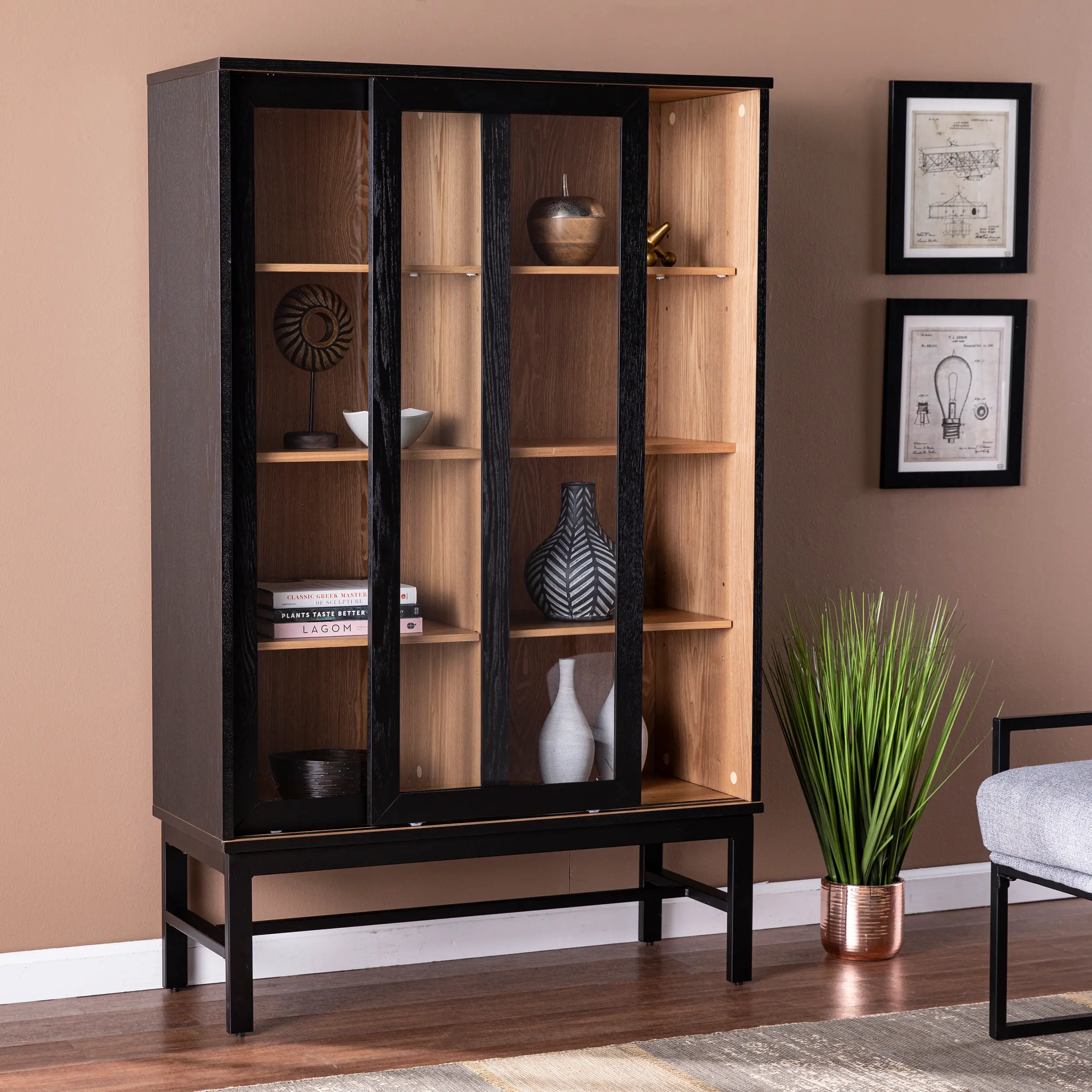 Hearzly Black Display Cabinet