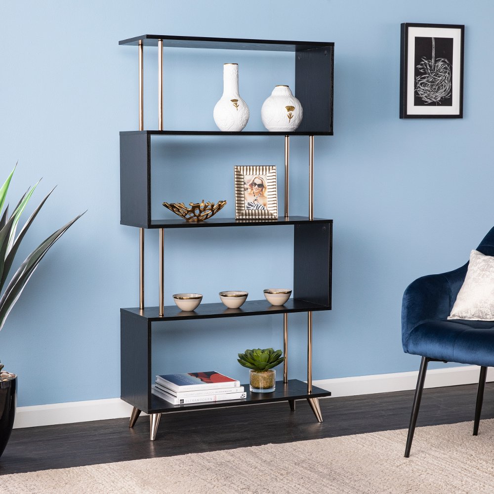 Beckerman Black Asymmetrical Bookcase