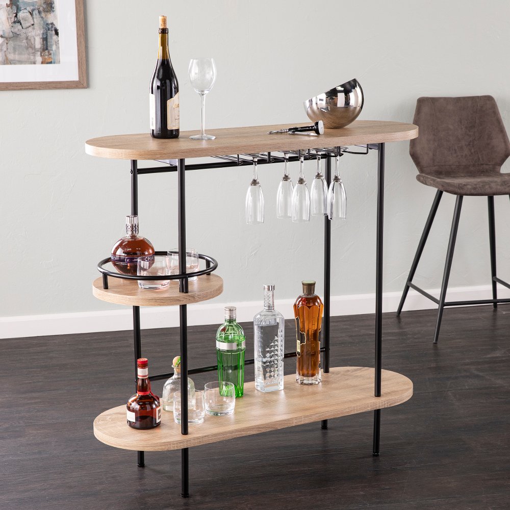 113257960 Dagney Natural & Black Wine Table with Glassware S sku 113257960