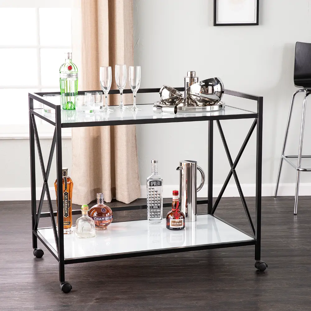 HZ1221440 Maxton Black & White Bar Cart-2