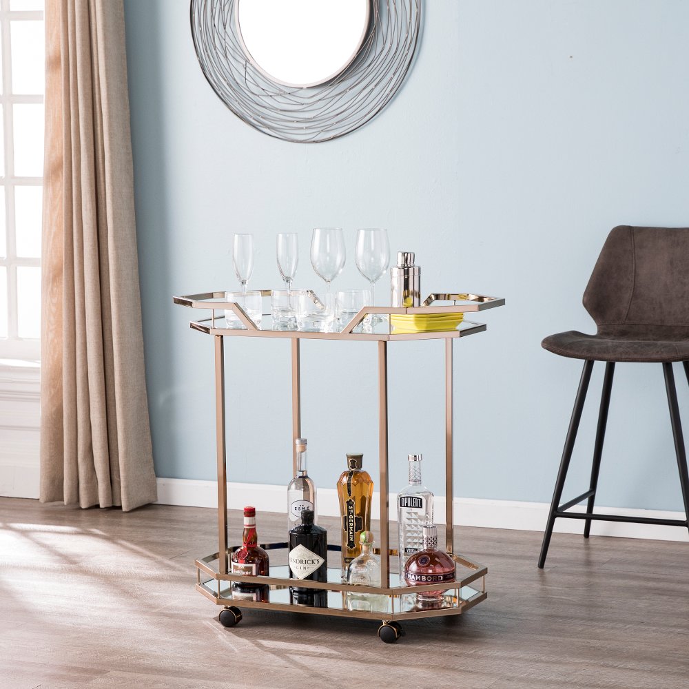 113258046 Ari Champagne Art Deco Bar Cart sku 113258046