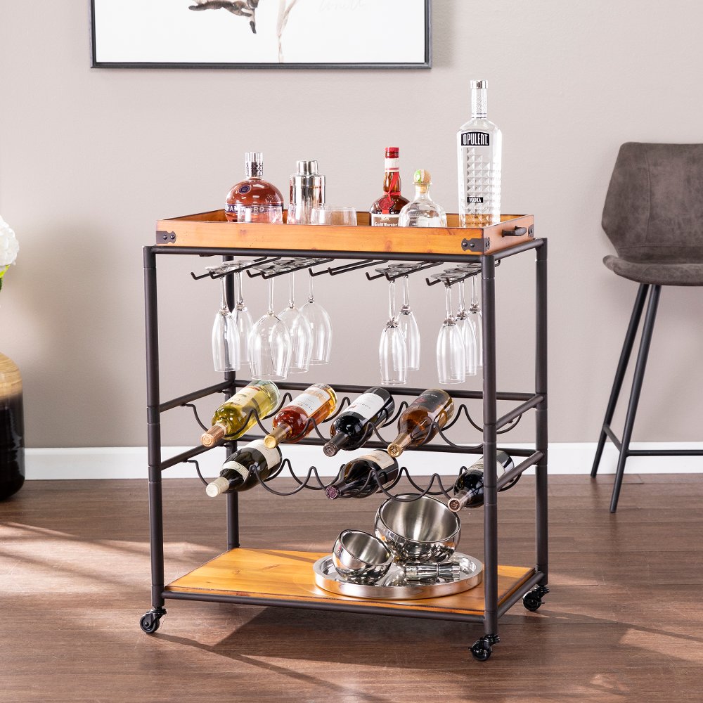 113258054 Mayson Wood & Metal Mobile Bar Cart sku 113258054