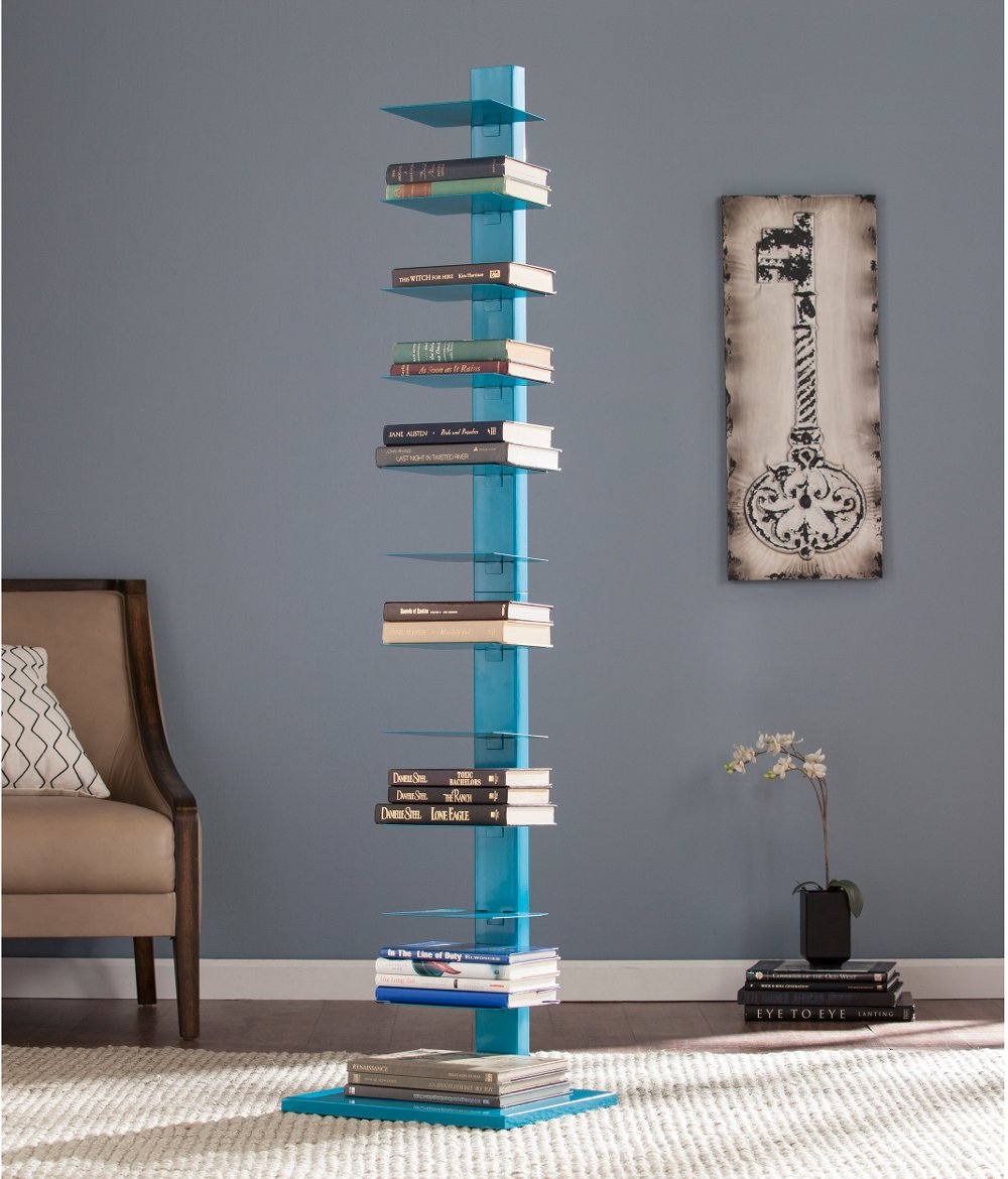 Stewartby Bright Blue Spine Tower Bookshelf