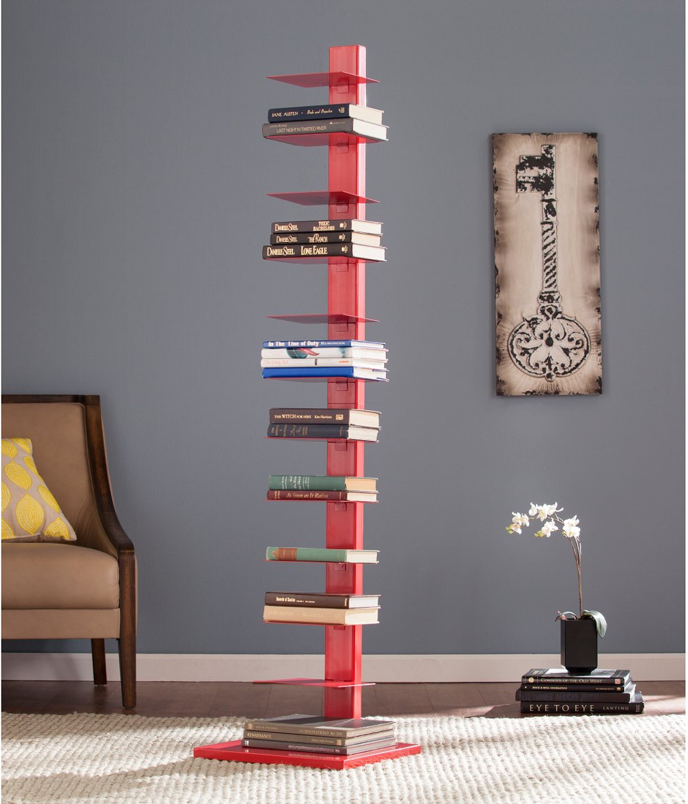 Stewartby Poppy Red Spine Tower Bookshelf