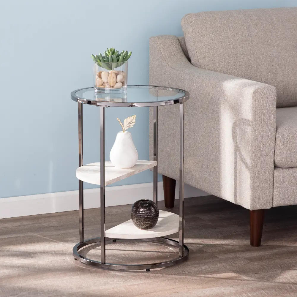 OC1081906 Ledermore Round Glass and Faux Stone Side Table-1