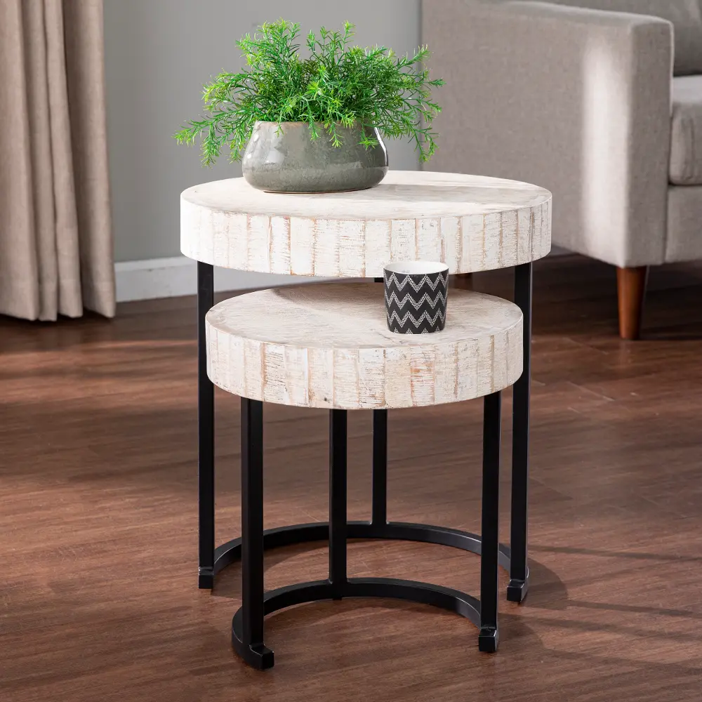 OC1097004 Kennerly Weathered White Nesting Side Tables – Set of 2-2