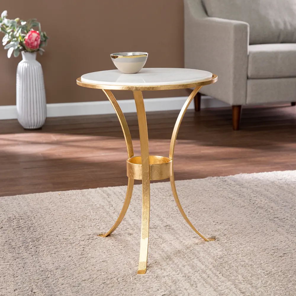 OC1098006 Fordoche Gold & Marble Round Accent Table-1
