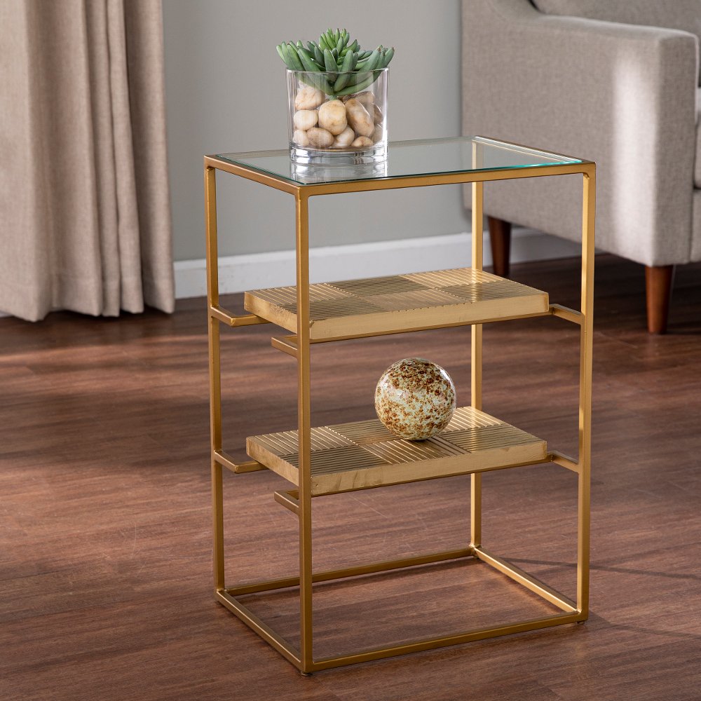 113258623 Penketh Gold End Table with Glass-Top sku 113258623