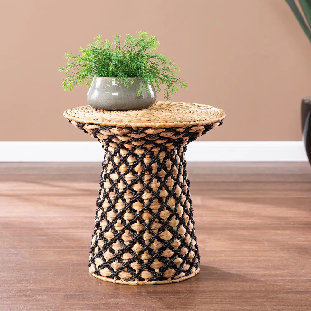 OC1118006 Bogardy Black & Brown Woven Accent Table-1