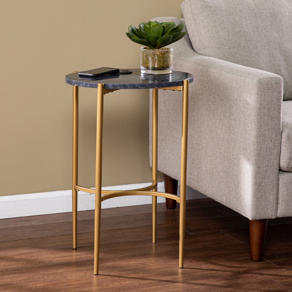 113258770 Clarvin Round Side Table with Wireless Charging St sku 113258770