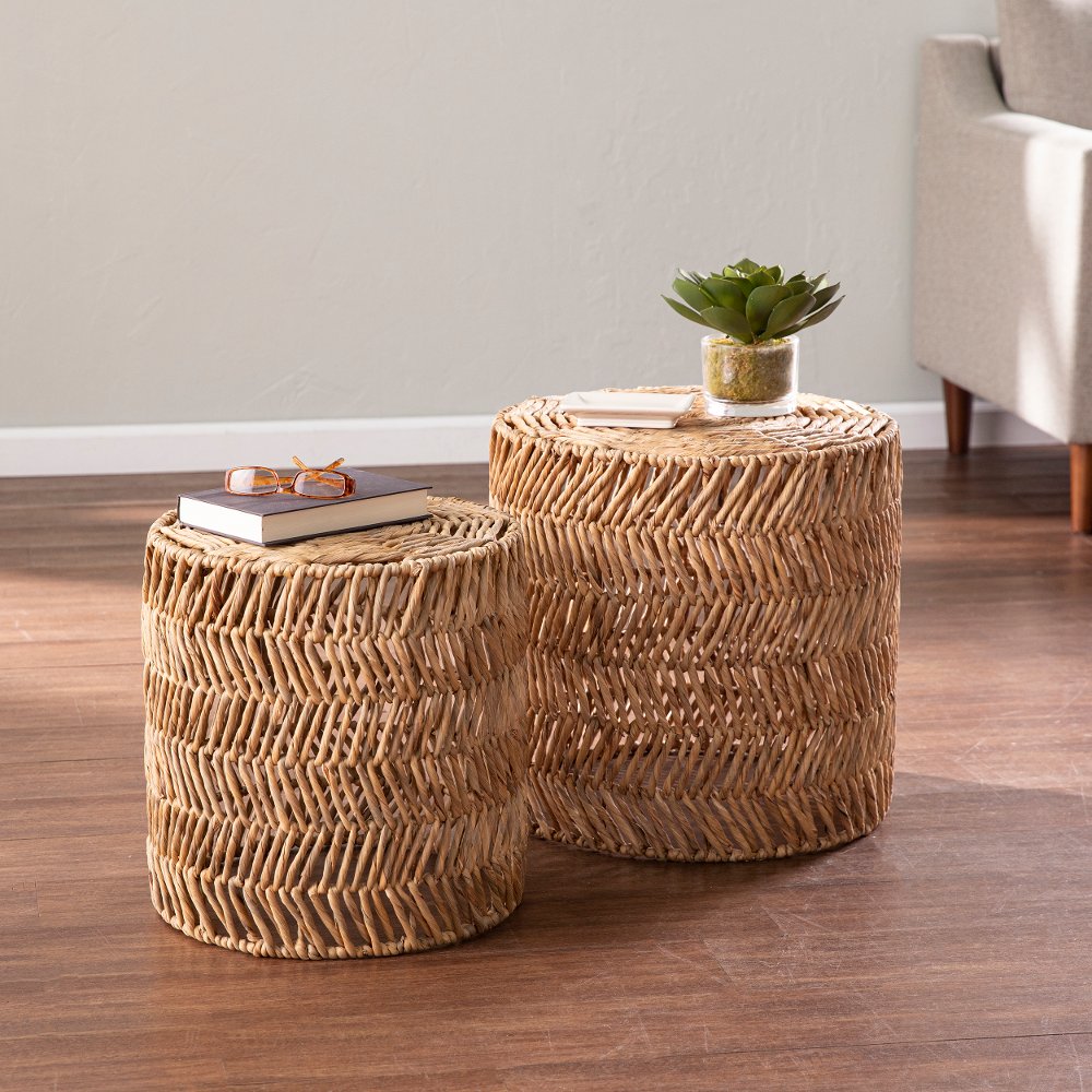 Davari Water Hyacinth Round Accent Tables â Set of 2