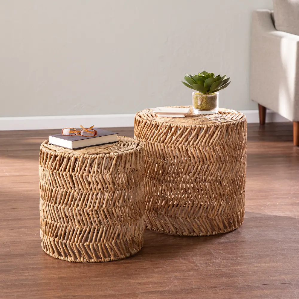 OC1153604 Davari Water Hyacinth Round Accent Tables – Set of 2-2