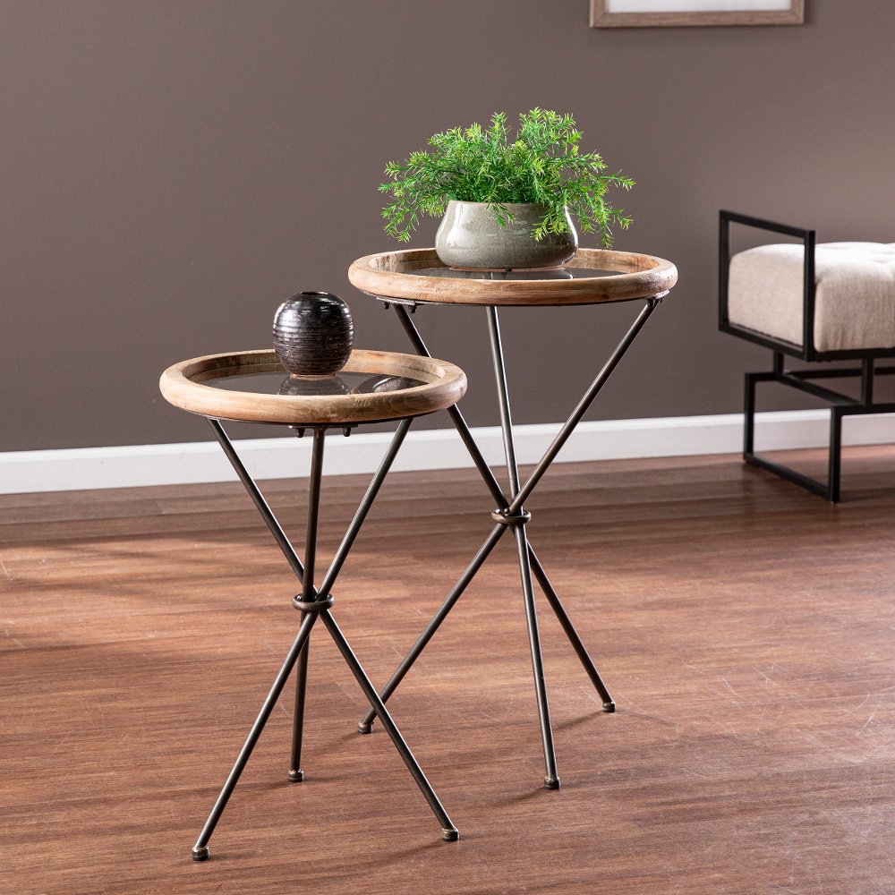 113258852 Crellon Glass-Top Accent Tables Set of 2 sku 113258852