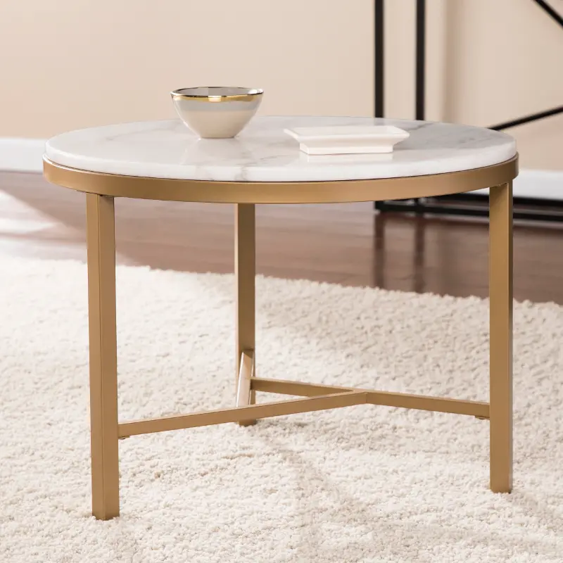 Garza Marble & Champagne Round Coffee Table | RC Willey