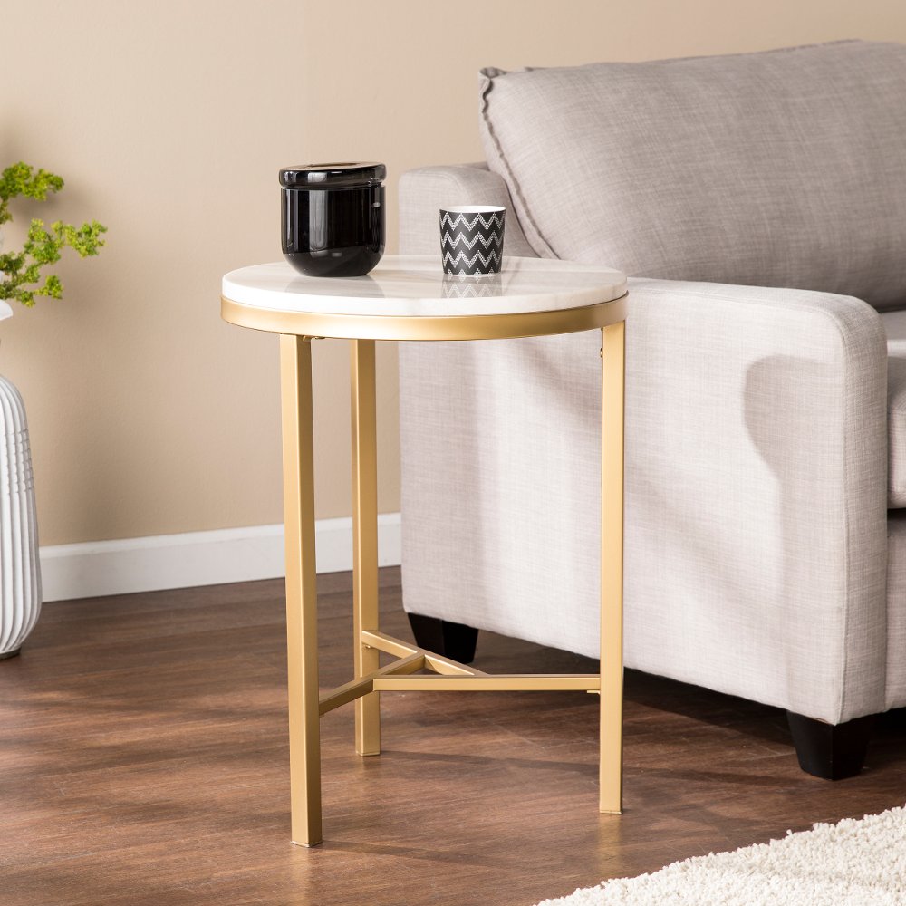 Garza Marble & Champagne Round Side Table