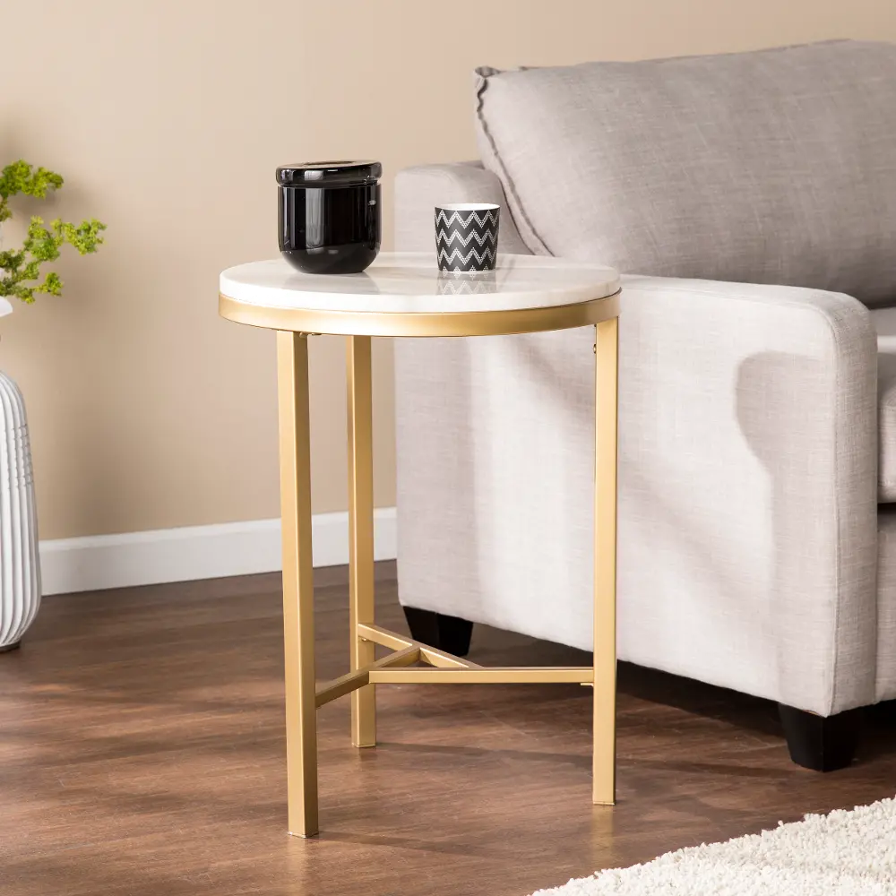 OC1749 Garza Marble & Champagne Round Side Table-2