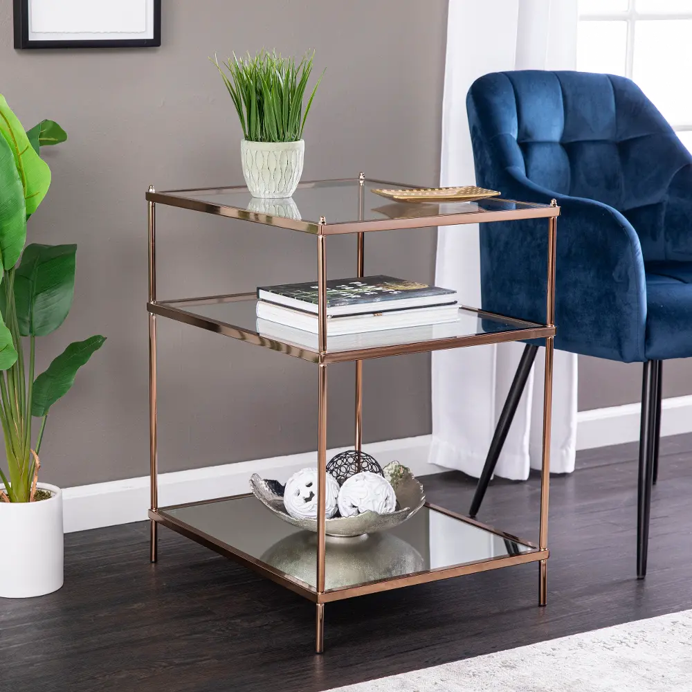 OC2204 Knox Gold Mirrored Side Table-1