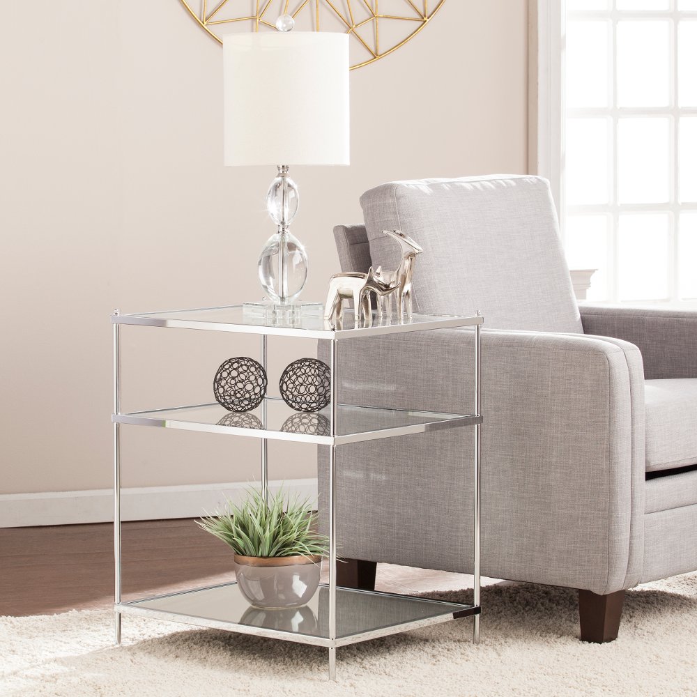 113258984 Knox Chrome Mirrored Side Table sku 113258984