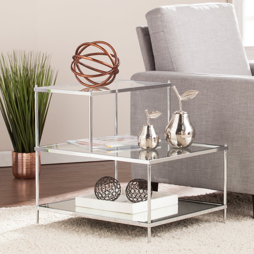 113258992 Knox Chrome Mirrored Accent Table sku 113258992