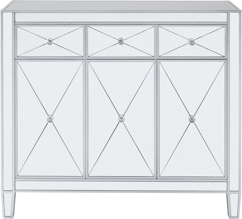 Mirage 3-Door Mirrored Accent Cabinet