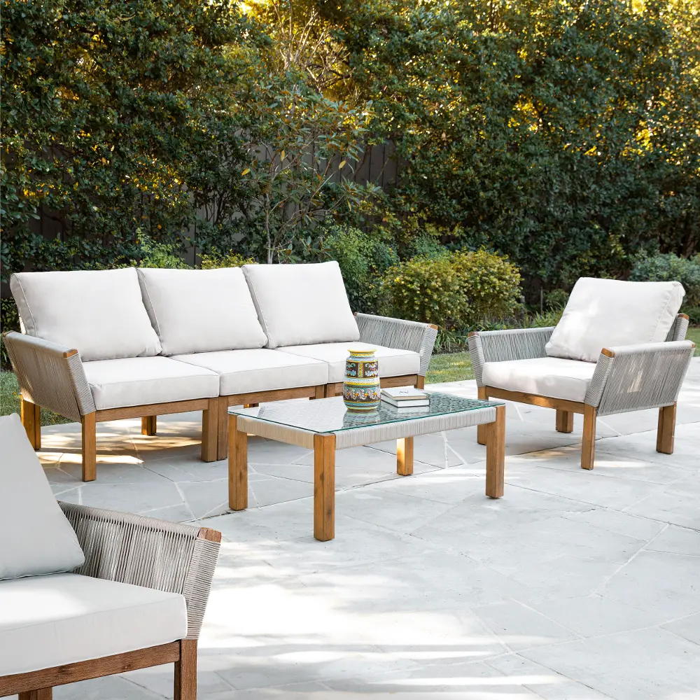 OD10893 Brendina Natural & White 4 Piece Outdoor Seating Set-1