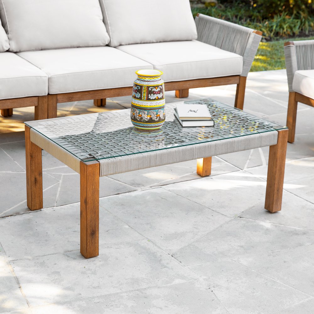 113259255 Brendina Outdoor Glass-Top Coffee Table sku 113259255