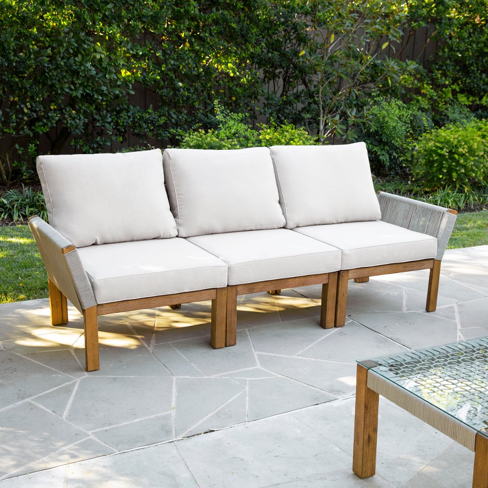 113259298 Brendina Outdoor Sofa with White Cushions sku 113259298