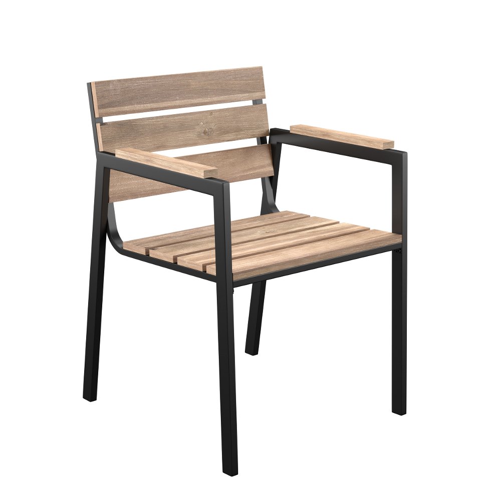 Standlake Wood Slatted Outdoor Chairs Set of 2