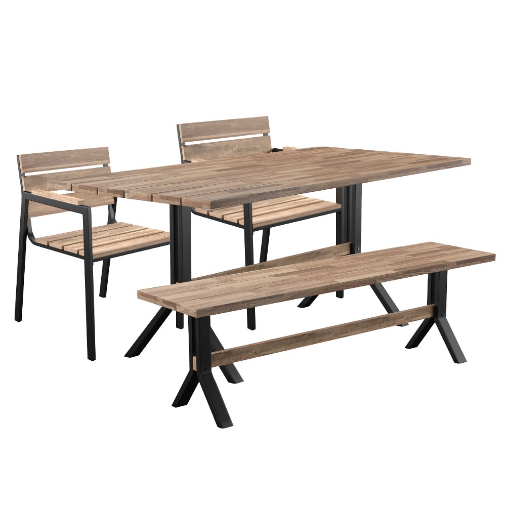 Standlake 4 Piece Outdoor Wood Dining Set with Bench