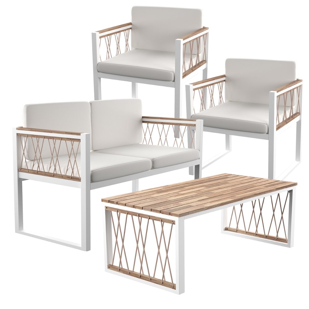 Wallmond White 4 Piece Outdoor Seating Set