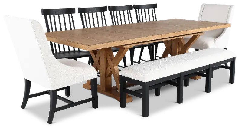 Macon Natural and Black 5 Piece Dining Set