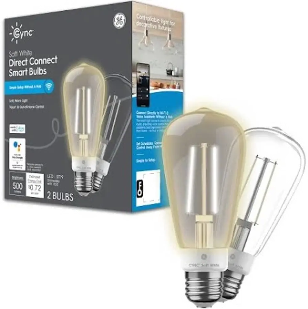 GE Cync 60-Watt ST19 Soft White Dimmable Smart LED Light Bulb Light Bulb (2-Pack)-1