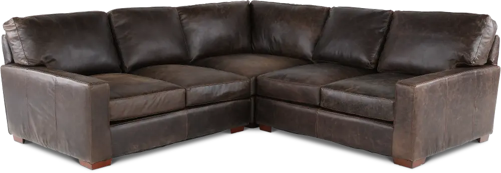 Mayfair Java Brown Leather 3 Piece Sectional-1