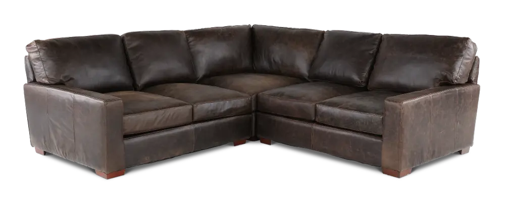 Mayfair Java Brown Leather 3 Piece Sectional-1