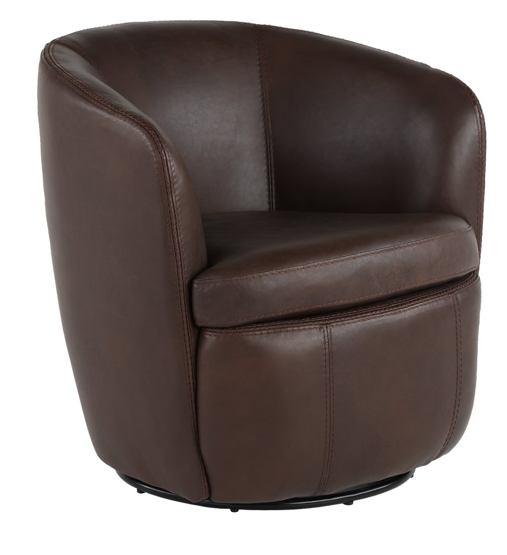 Barolo Dark Brown Leather Swivel Club Chair