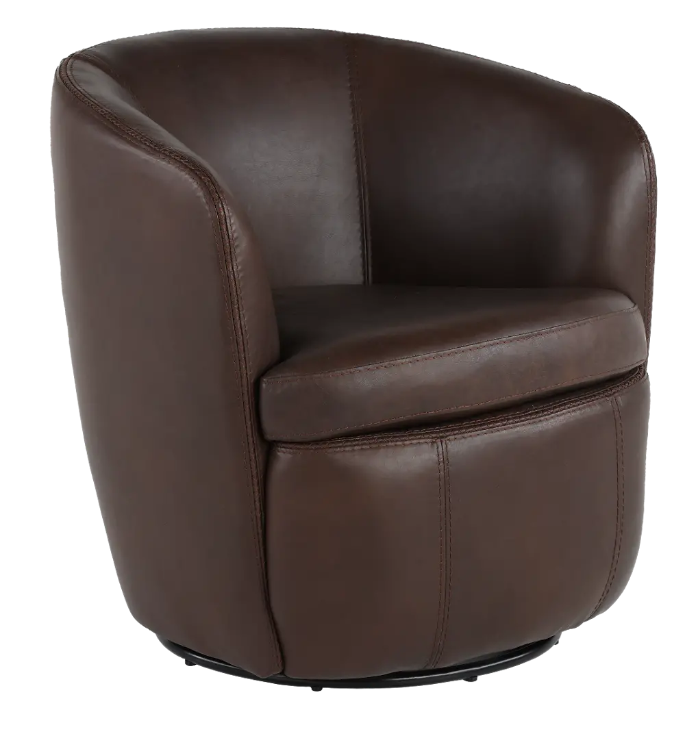 Barolo Dark Brown Leather Swivel Club Chair-1