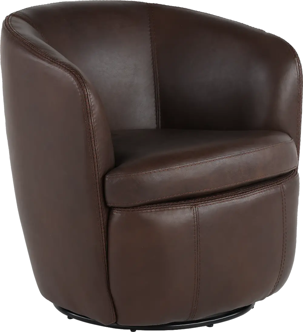 Barolo Vintage Brown Leather Swivel Club Chair-1
