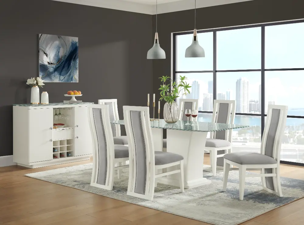 Miami White and Glass 5-Piece Dining Set-1