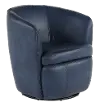 Barolo Navy Blue Leather Swivel Club Chair