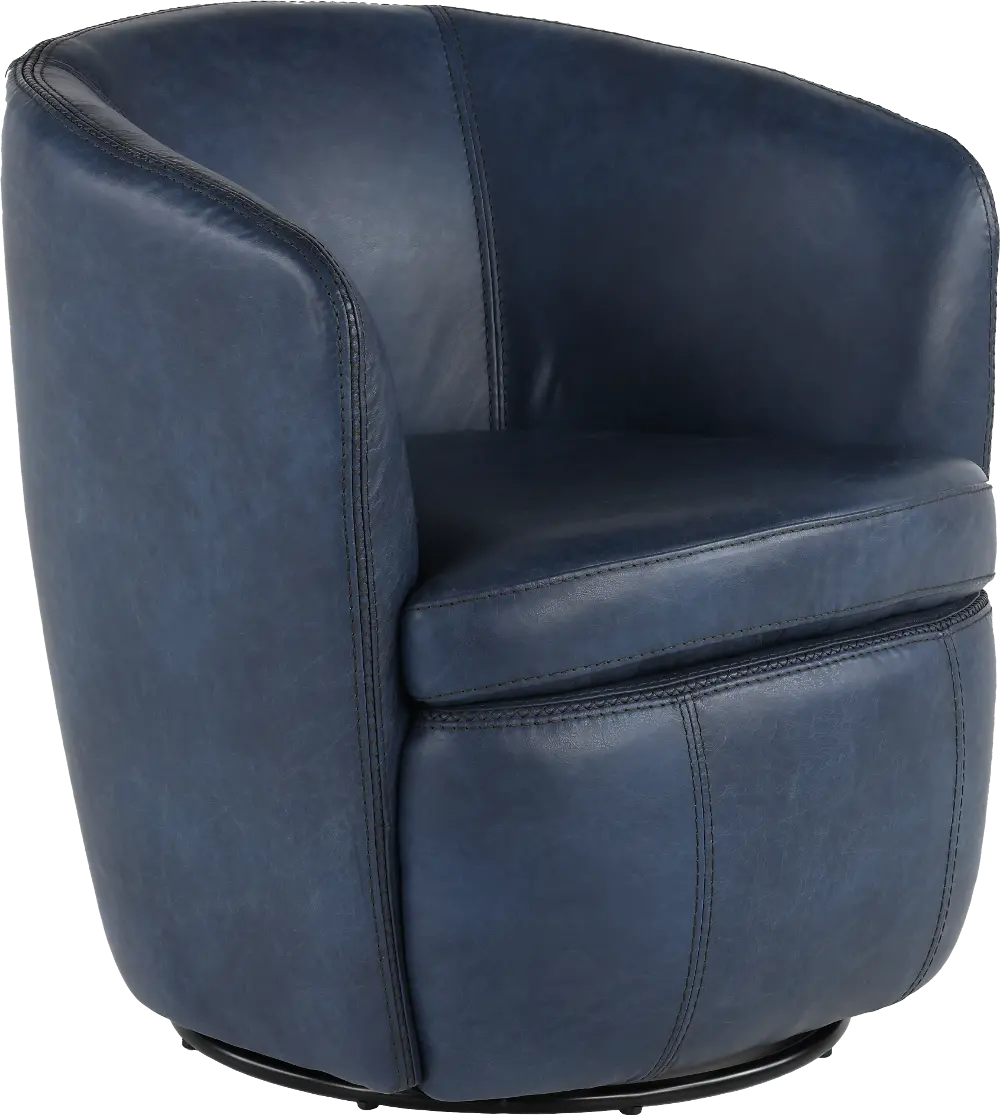 Barolo Vintage Navy Leather Swivel Club Chair-1