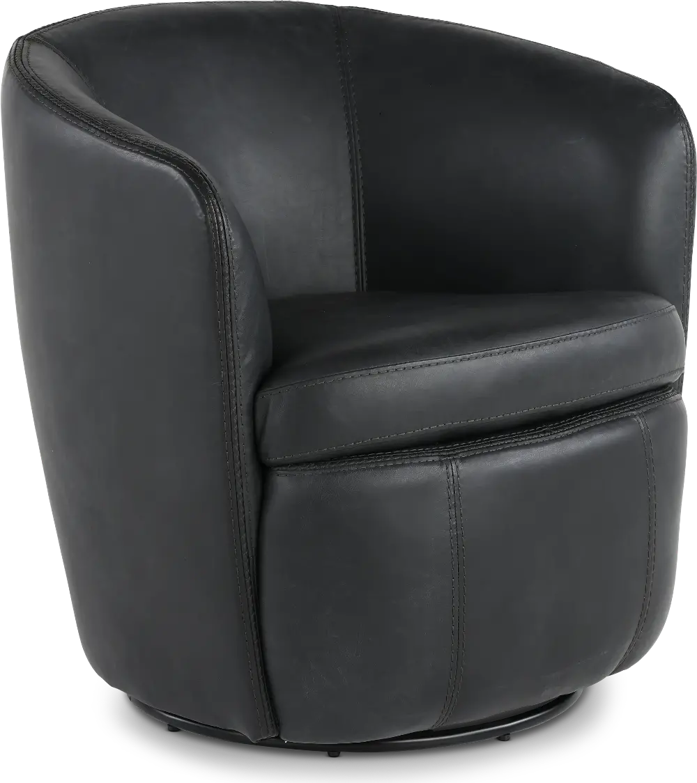Barolo Vintage Slate Leather Swivel Club Chair-1