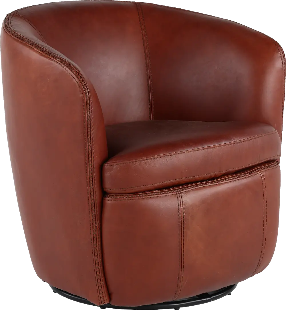 Barolo Vintage Whiskey Leather Swivel Club Chair-1