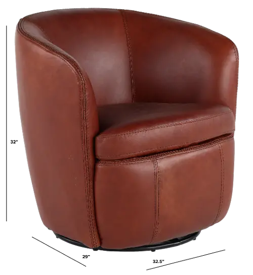 Barolo Vintage Whiskey Leather Swivel Club Chair RC Willey