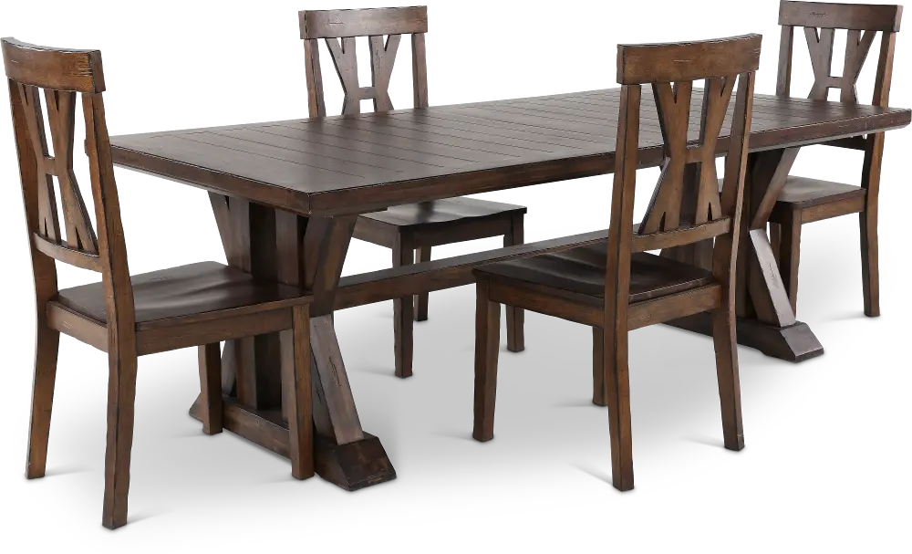 Villa Tobacco Brown 5 Piece Dining Set-1