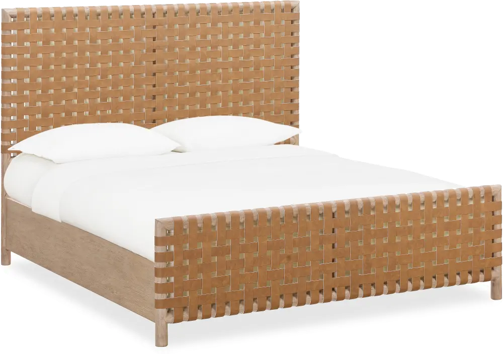 Dorsey Light Brown and Woven Queen Bed-1