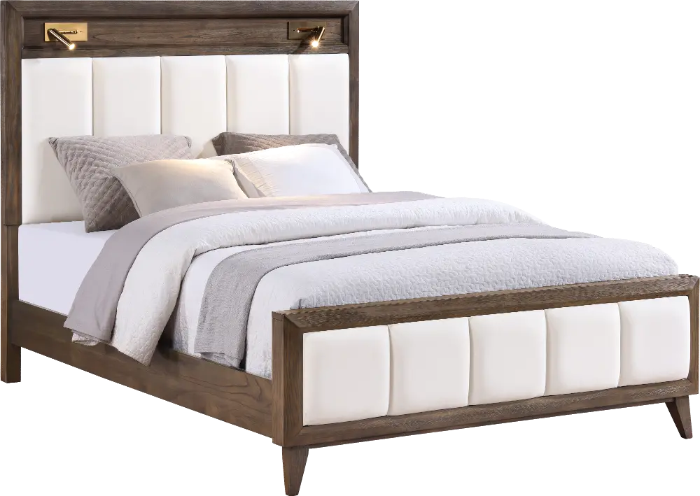 Sophia Walnut Brown and White Queen Bed-1