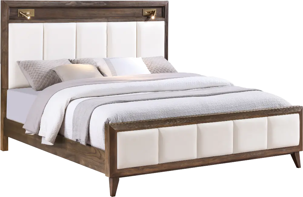 Sophia Walnut Brown and White King Bed-1